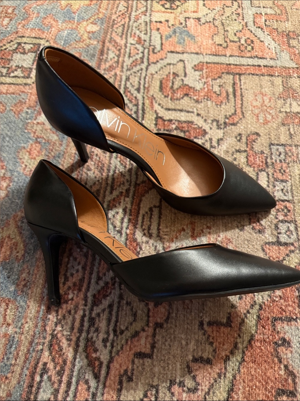Calvin Klein Black Pointed-Toe D'Orsay Heels